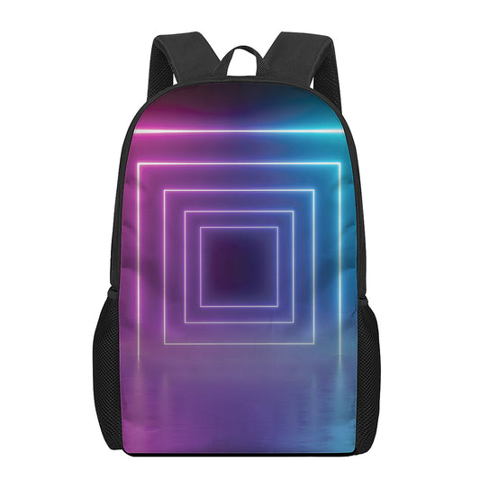 Pink And Teal Tunnel Lights Print 17 Inch Backpack
