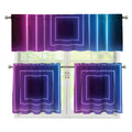 Pink And Teal Tunnel Lights Print 3 Piece Kitchen Curtains