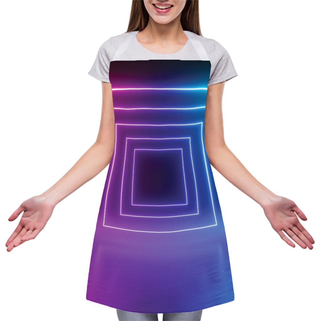 Pink And Teal Tunnel Lights Print Adjustable Apron