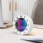 Pink And Teal Tunnel Lights Print Alarm Clock