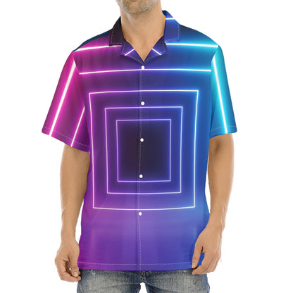 Pink And Teal Tunnel Lights Print Aloha Shirt