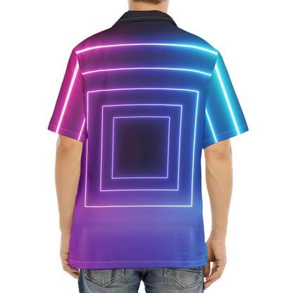 Pink And Teal Tunnel Lights Print Aloha Shirt