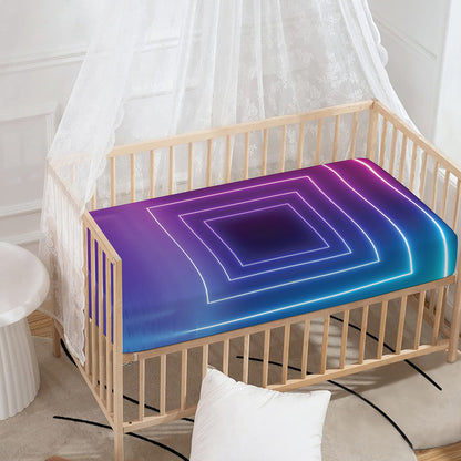 Pink And Teal Tunnel Lights Print Baby Crib Sheet