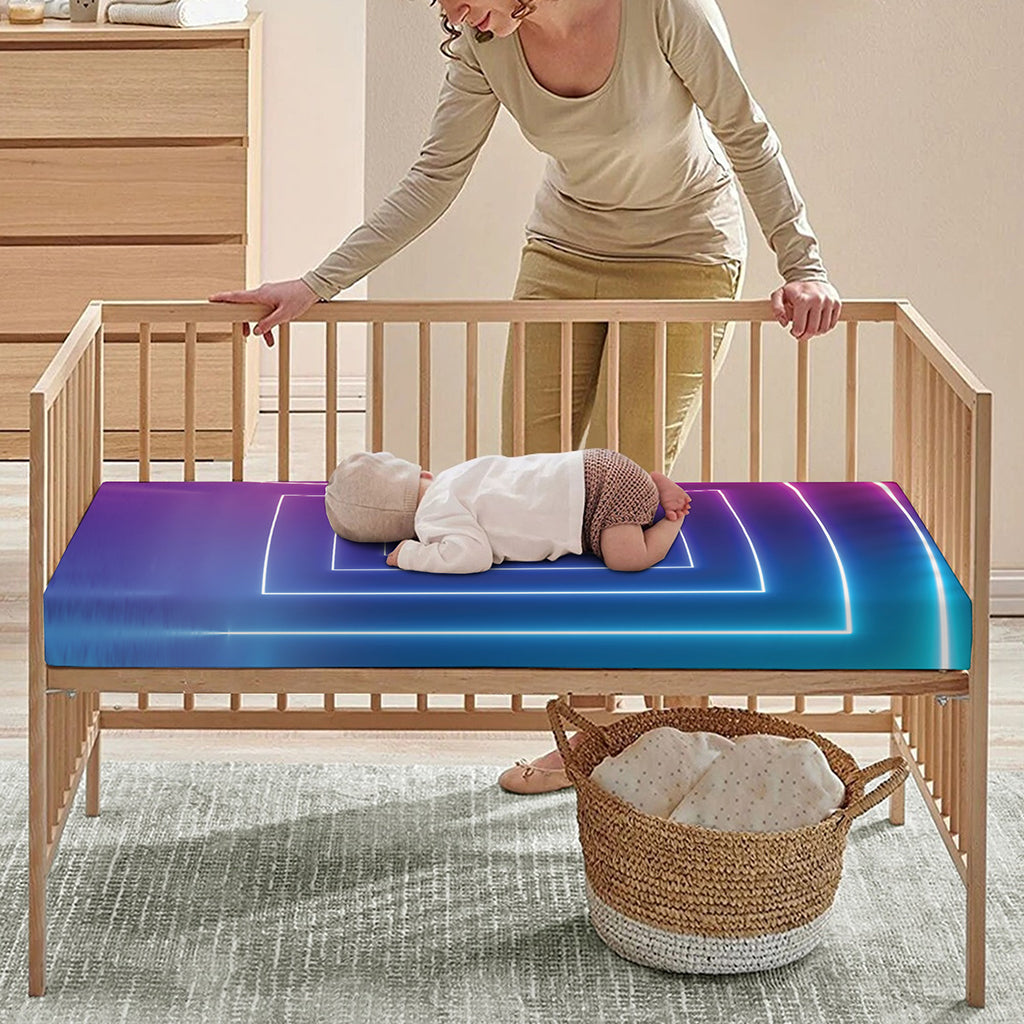 Pink And Teal Tunnel Lights Print Baby Crib Sheet