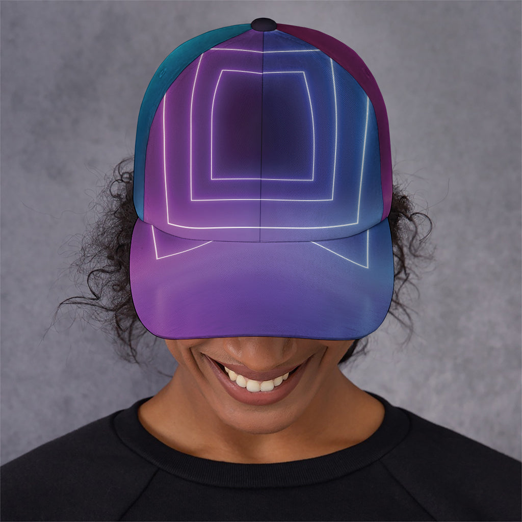 Pink And Teal Tunnel Lights Print Baseball Cap