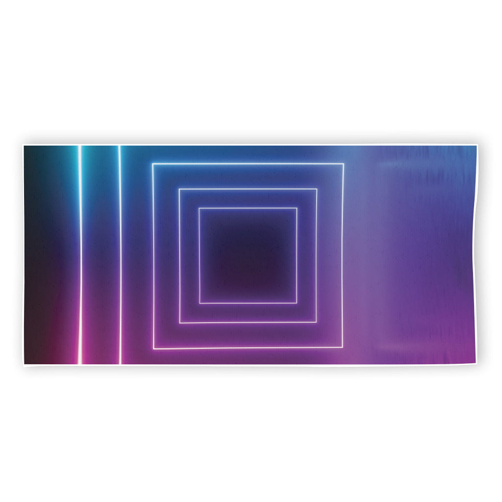 Pink And Teal Tunnel Lights Print Beach Towel