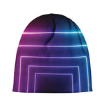 Pink And Teal Tunnel Lights Print Beanie
