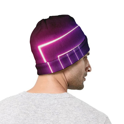 Pink And Teal Tunnel Lights Print Beanie