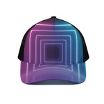 Pink And Teal Tunnel Lights Print Black Mesh Trucker Cap