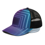 Pink And Teal Tunnel Lights Print Black Mesh Trucker Cap
