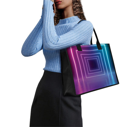 Pink And Teal Tunnel Lights Print Canvas Tote Bag