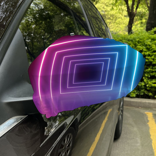 Pink And Teal Tunnel Lights Print Car Side Mirror Covers