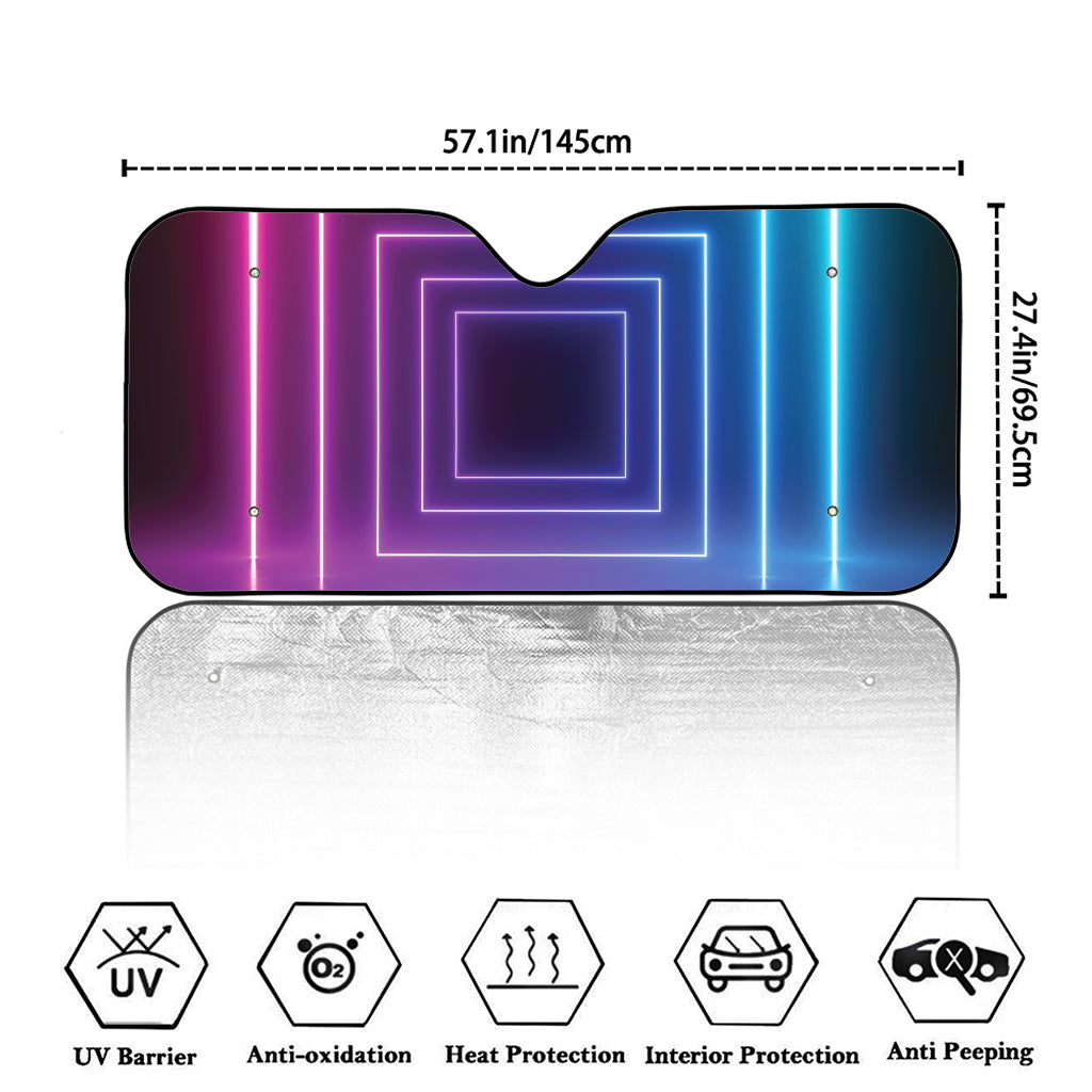 Pink And Teal Tunnel Lights Print Car Windshield Sun Shade