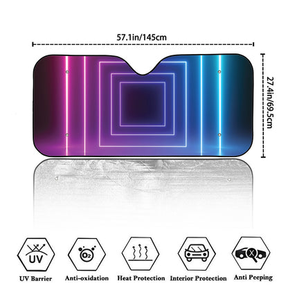 Pink And Teal Tunnel Lights Print Car Windshield Sun Shade