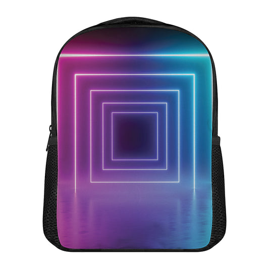 Pink And Teal Tunnel Lights Print Casual Backpack