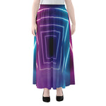 Pink And Teal Tunnel Lights Print Chiffon Maxi Skirt
