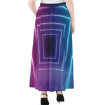 Pink And Teal Tunnel Lights Print Chiffon Maxi Skirt