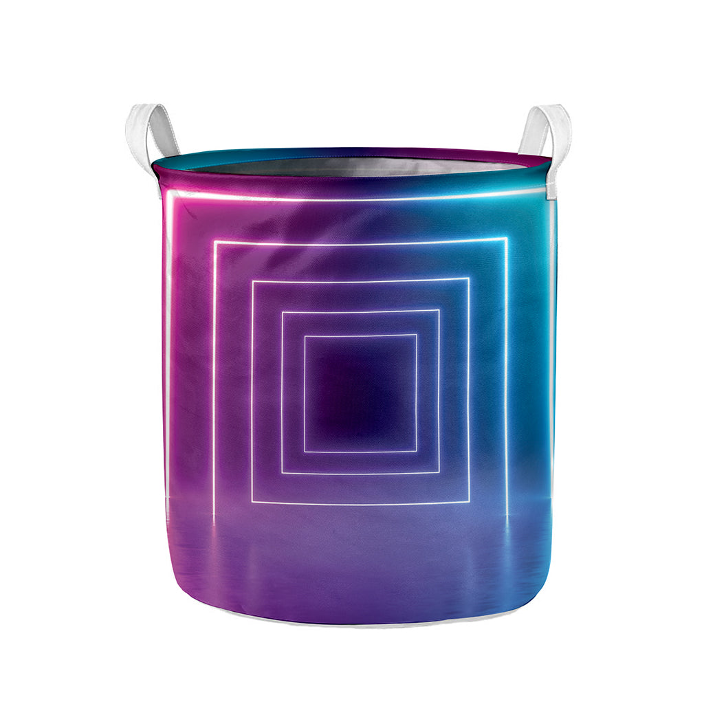 Pink And Teal Tunnel Lights Print Collapsible Laundry Basket