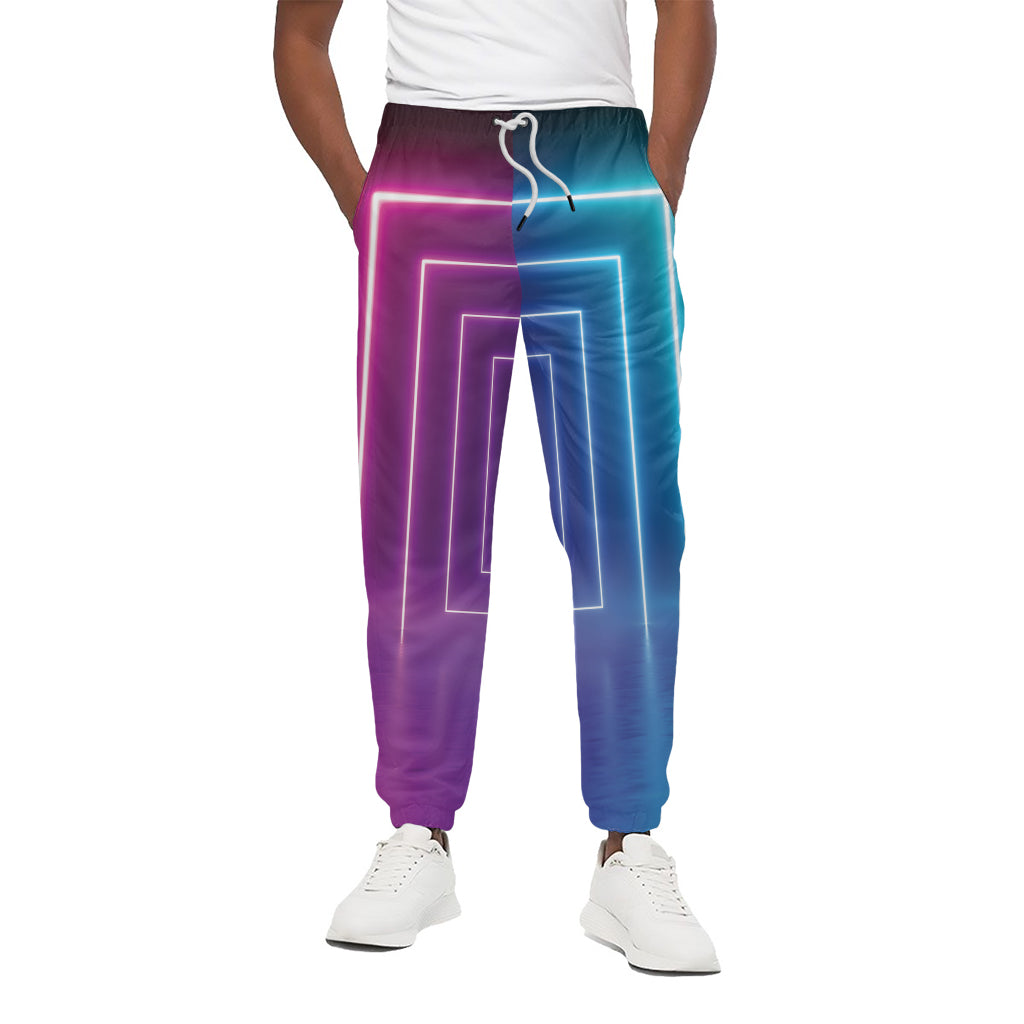 Pink And Teal Tunnel Lights Print Cotton Pants