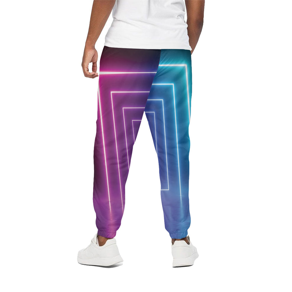 Pink And Teal Tunnel Lights Print Cotton Pants