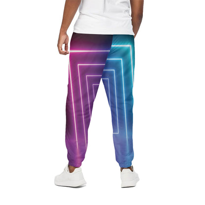 Pink And Teal Tunnel Lights Print Cotton Pants