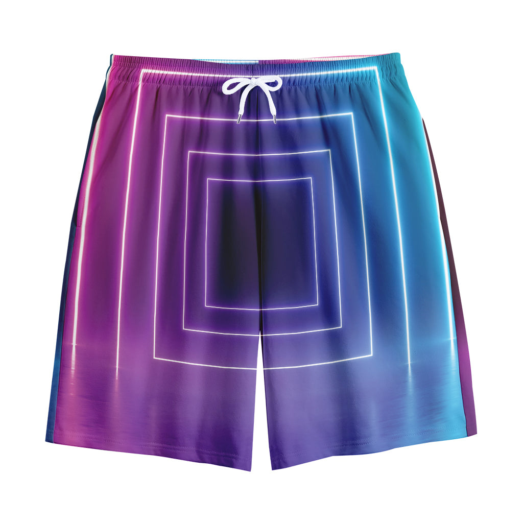 Pink And Teal Tunnel Lights Print Cotton Shorts