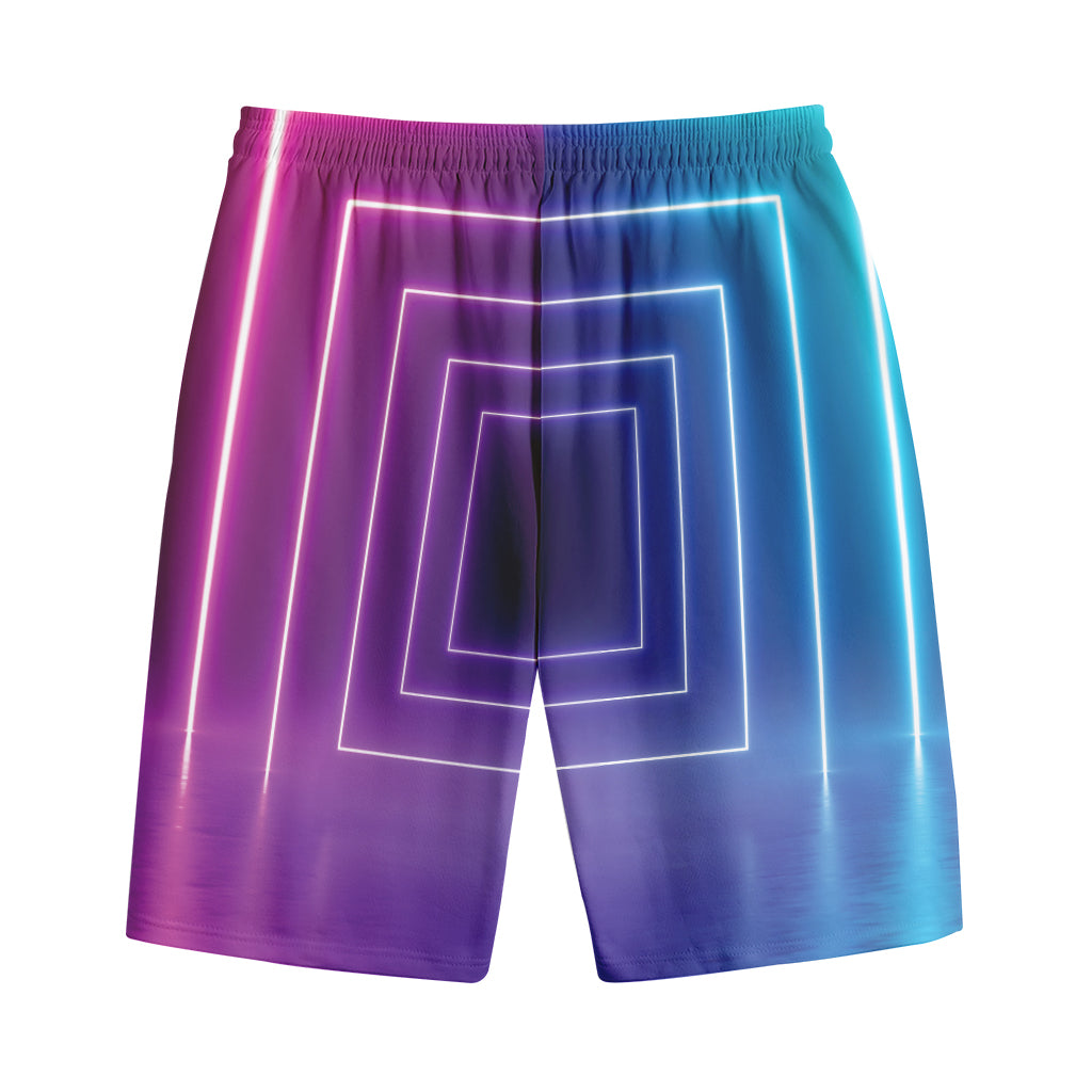 Pink And Teal Tunnel Lights Print Cotton Shorts