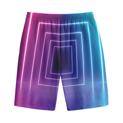 Pink And Teal Tunnel Lights Print Cotton Shorts