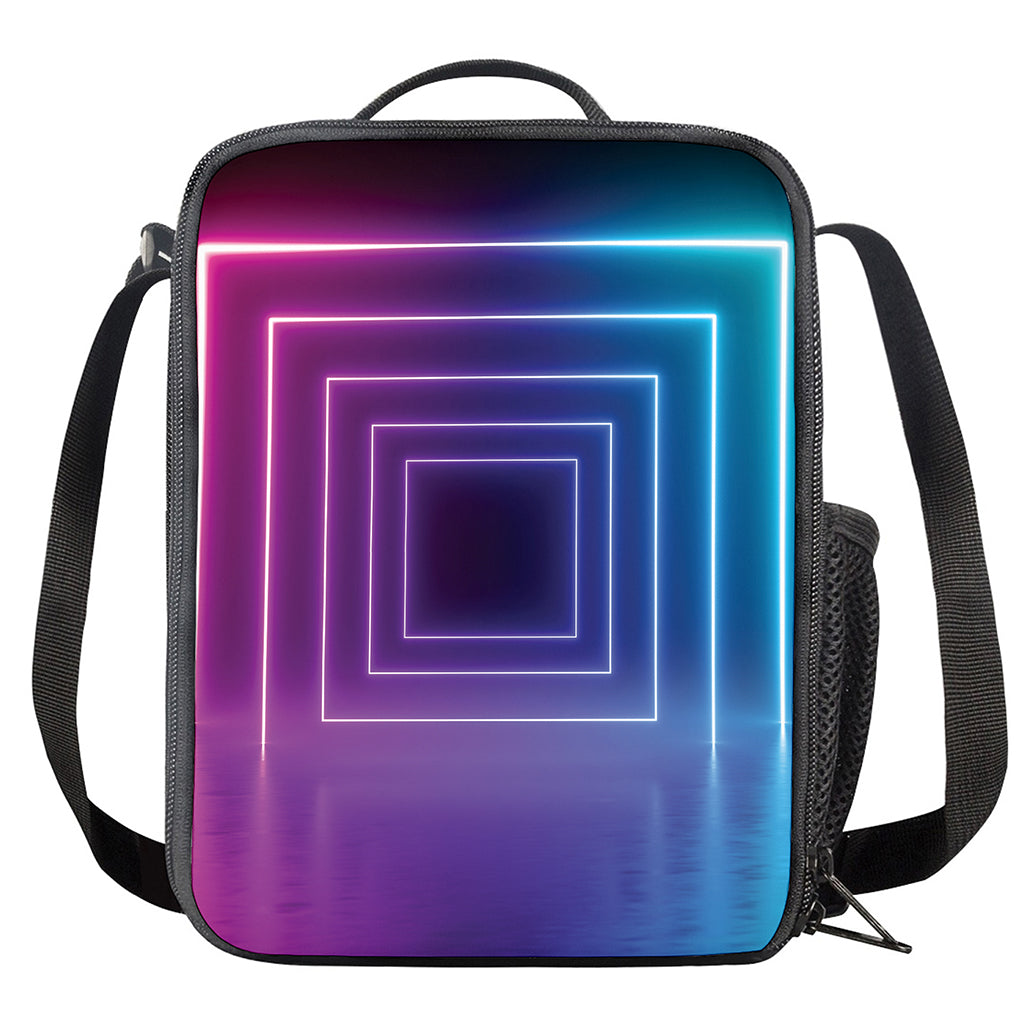 Pink And Teal Tunnel Lights Print Crossbody Lunch Bag
