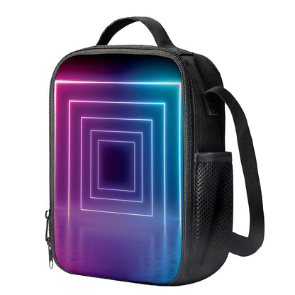 Pink And Teal Tunnel Lights Print Crossbody Lunch Bag