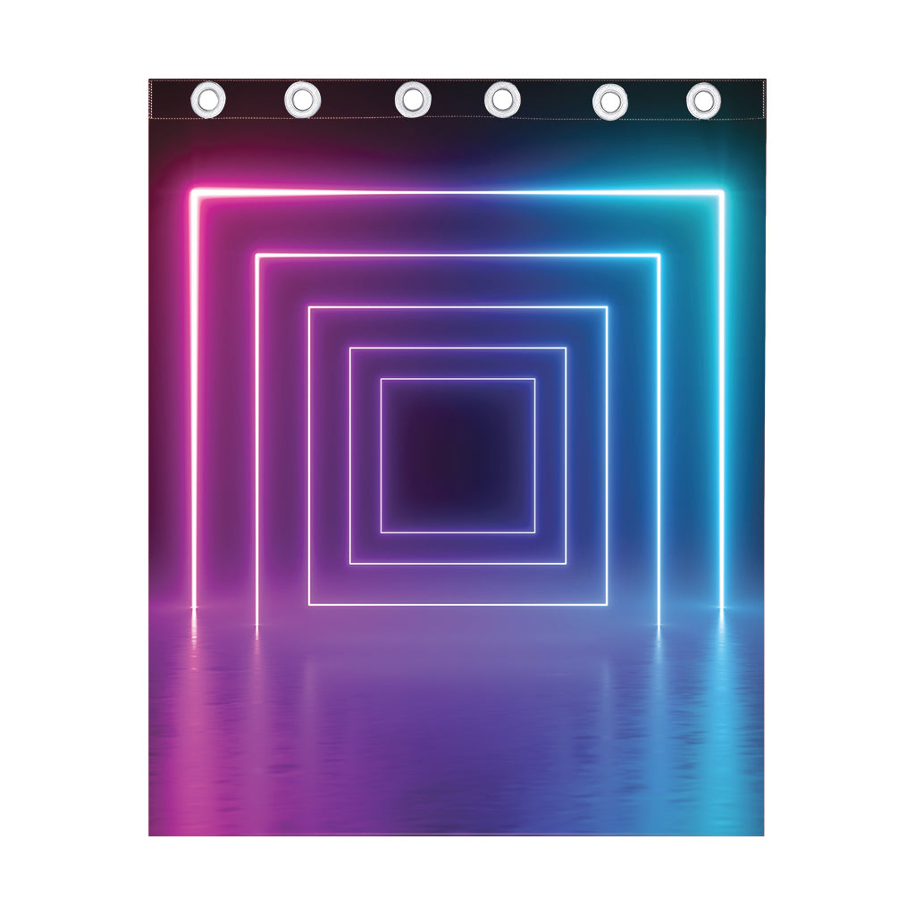 Pink And Teal Tunnel Lights Print Curtain