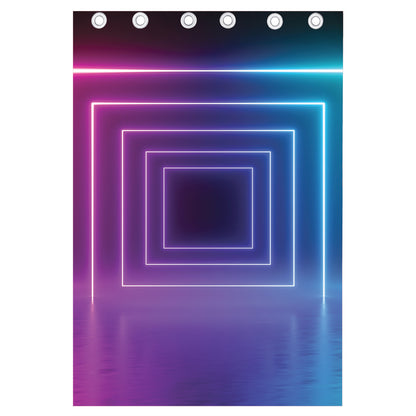 Pink And Teal Tunnel Lights Print Curtain