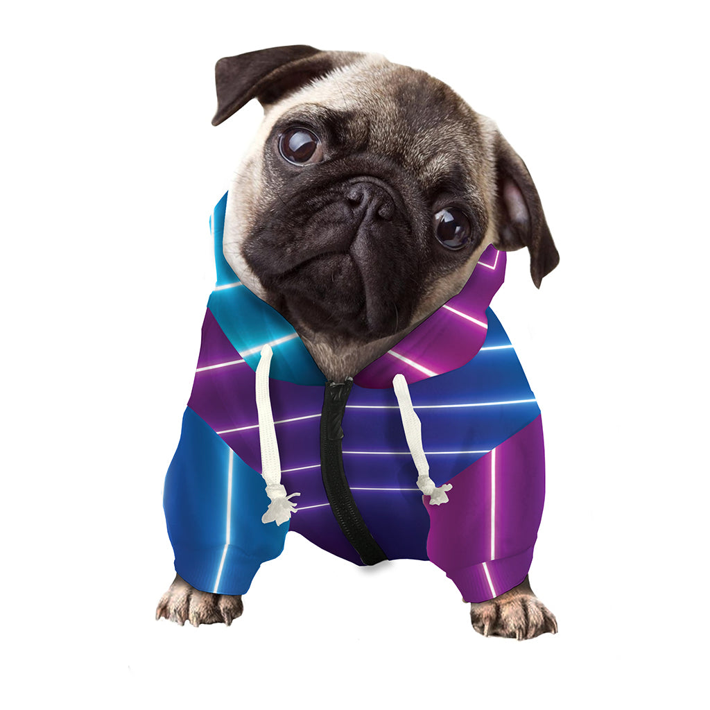 Pink And Teal Tunnel Lights Print Dog Zip Up Hoodie