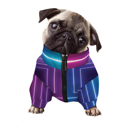 Pink And Teal Tunnel Lights Print Dog Zip Up Jacket