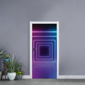 Pink And Teal Tunnel Lights Print Door Sticker