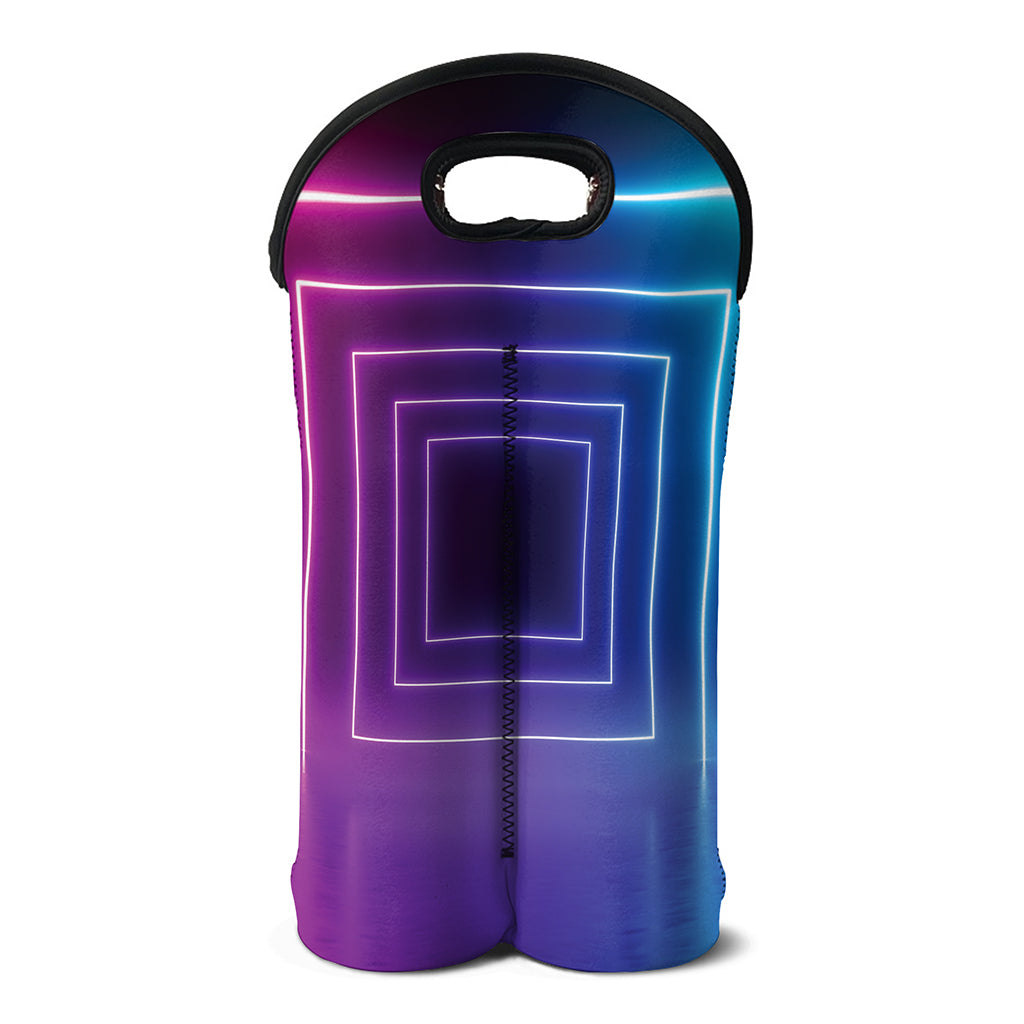Pink And Teal Tunnel Lights Print Double Neoprene Wine Tote