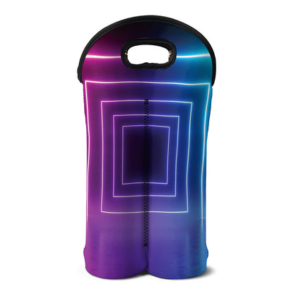 Pink And Teal Tunnel Lights Print Double Neoprene Wine Tote