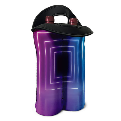Pink And Teal Tunnel Lights Print Double Neoprene Wine Tote