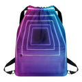 Pink And Teal Tunnel Lights Print Drawstring Backpack