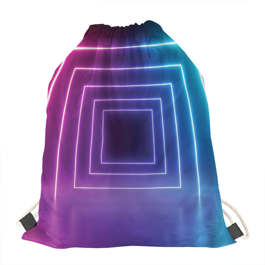 Pink And Teal Tunnel Lights Print Drawstring Bag