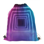 Pink And Teal Tunnel Lights Print Drawstring Bag