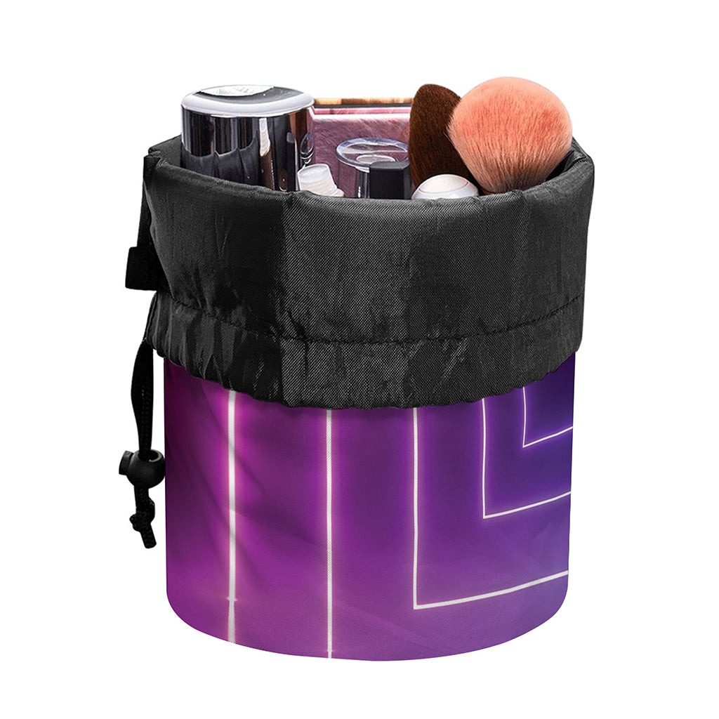 Pink And Teal Tunnel Lights Print Drawstring Makeup Bag