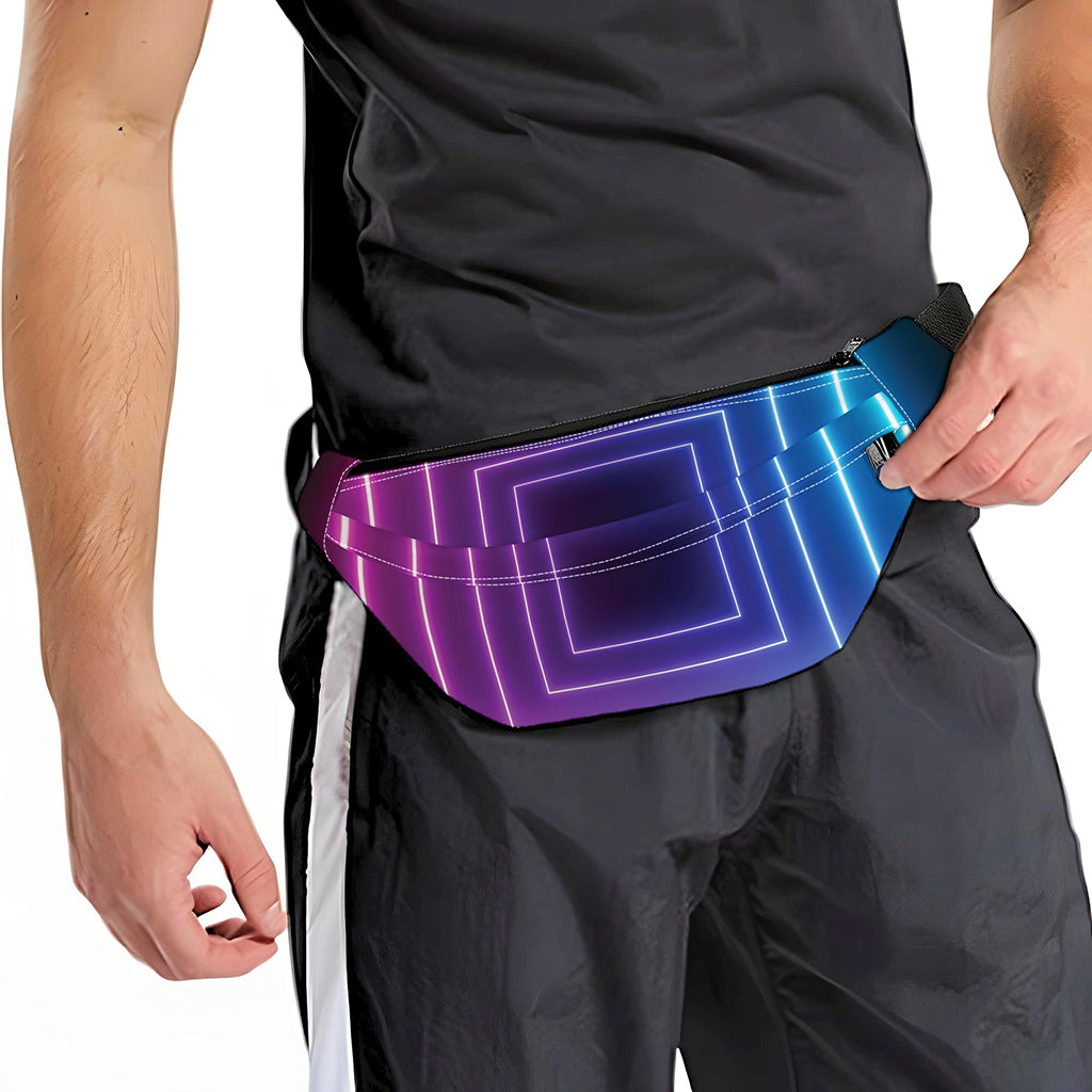 Pink And Teal Tunnel Lights Print Fanny Pack