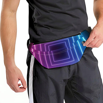 Pink And Teal Tunnel Lights Print Fanny Pack