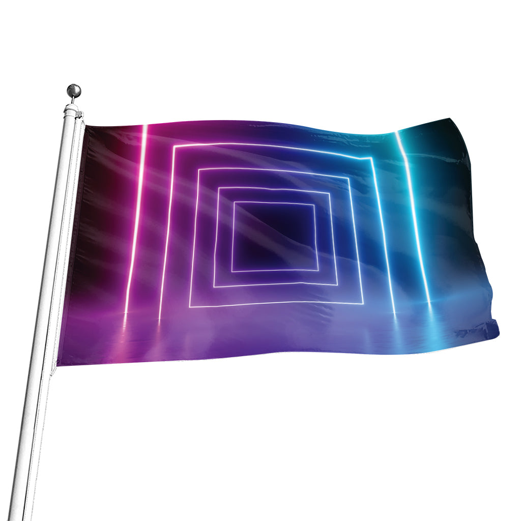Pink And Teal Tunnel Lights Print Flag