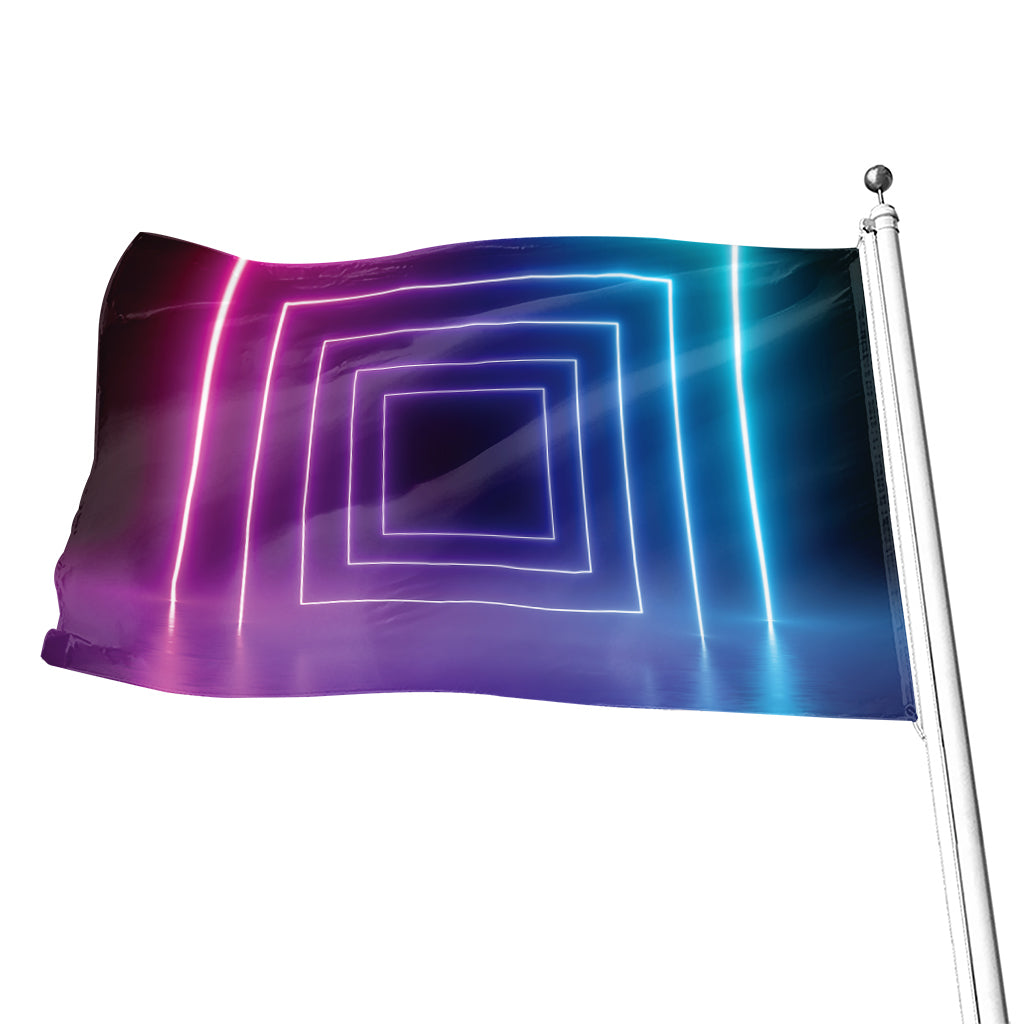 Pink And Teal Tunnel Lights Print Flag