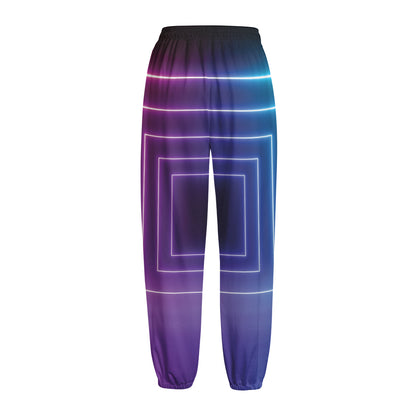 Pink And Teal Tunnel Lights Print Fleece Lined Knit Pants