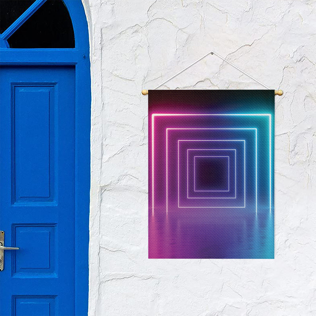 Pink And Teal Tunnel Lights Print Garden Flag