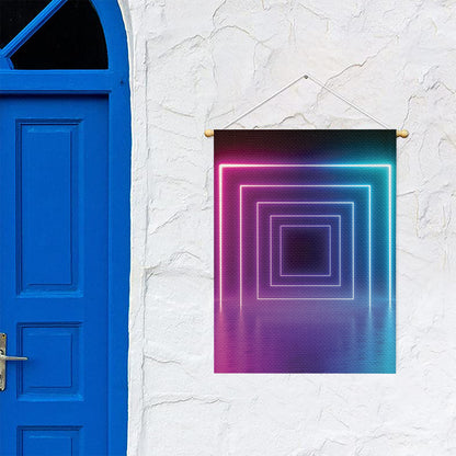 Pink And Teal Tunnel Lights Print Garden Flag