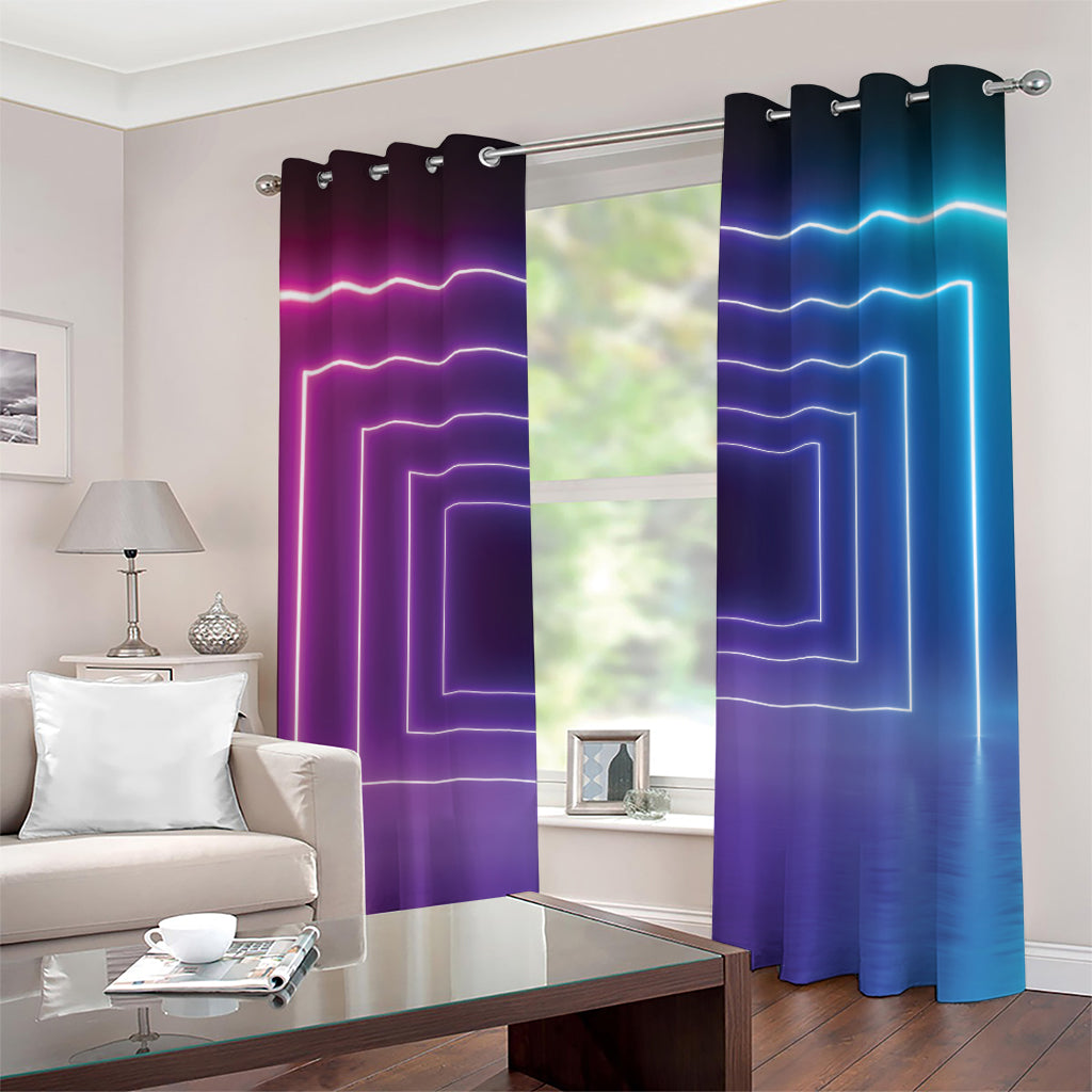 Pink And Teal Tunnel Lights Print Grommet Curtains
